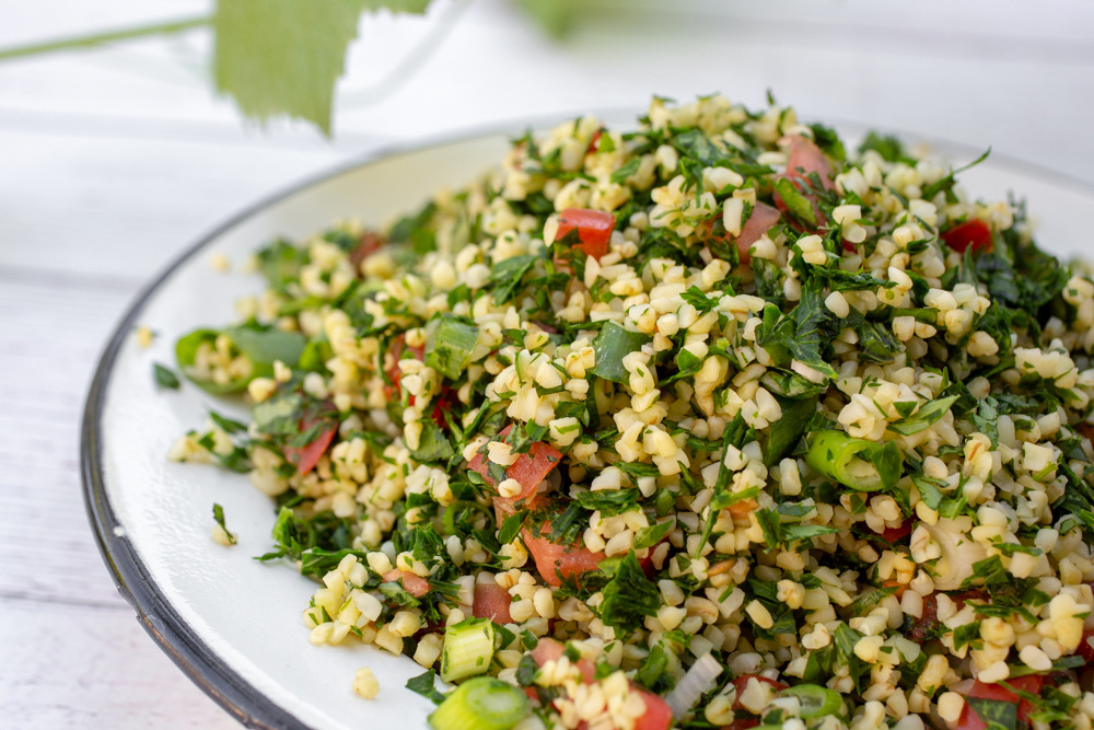 tabbouleh salad with lots of greens