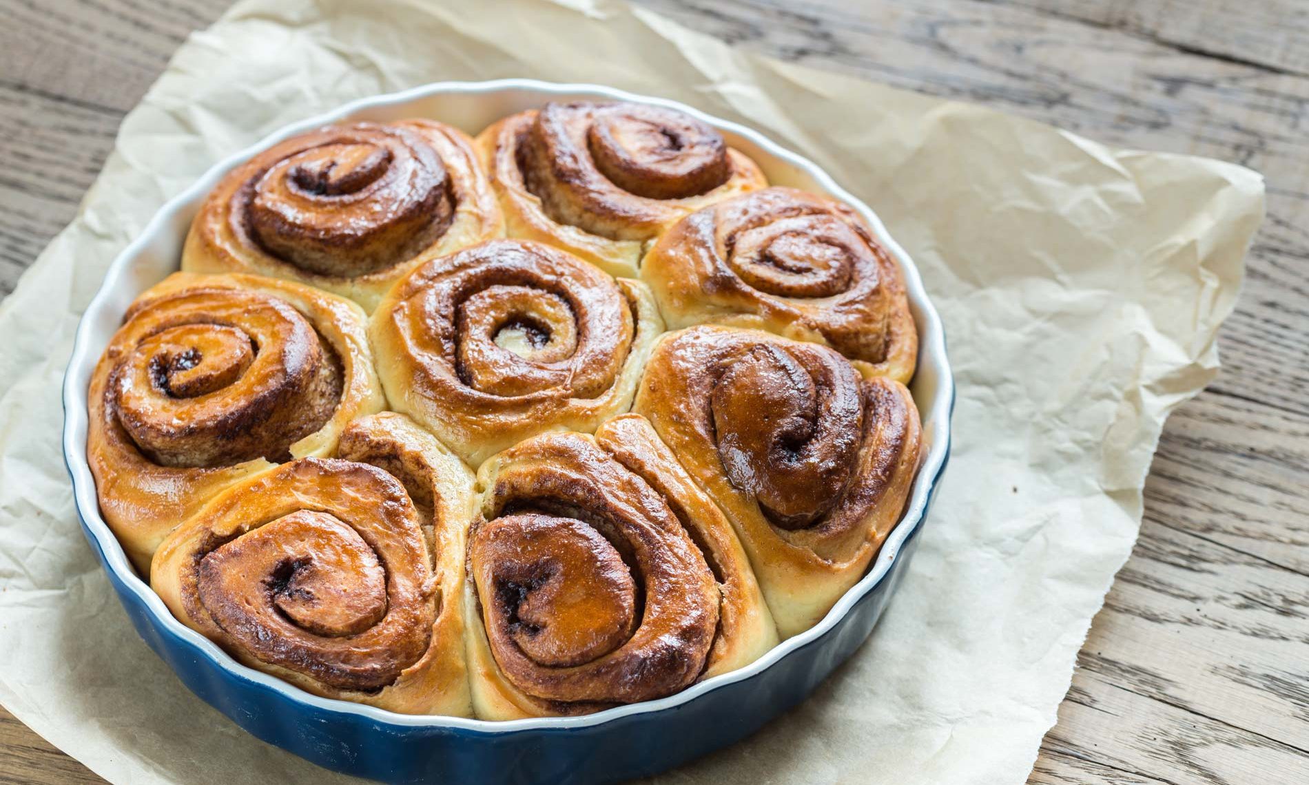 homemade cinnamon rolls in a pan