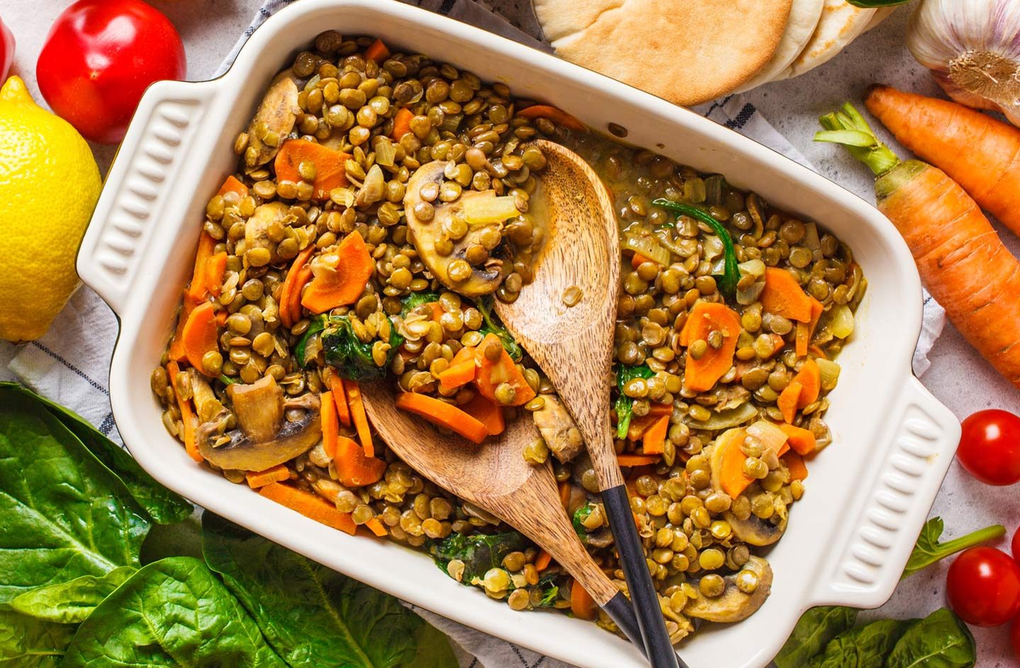 lentil stew with carrots and mushrooms