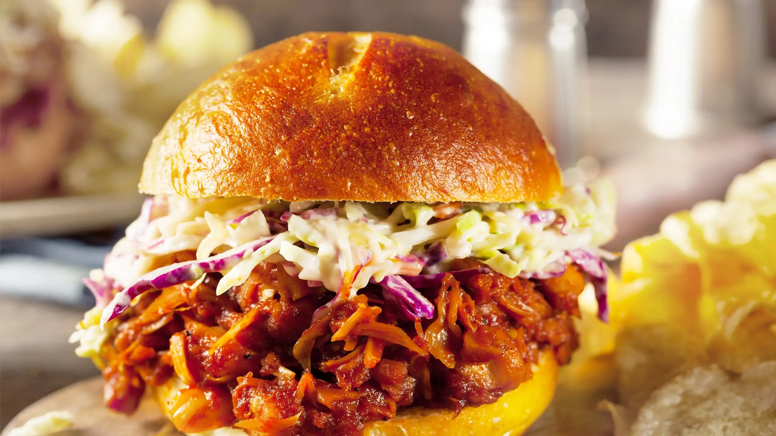 A jackfruit pulled burger