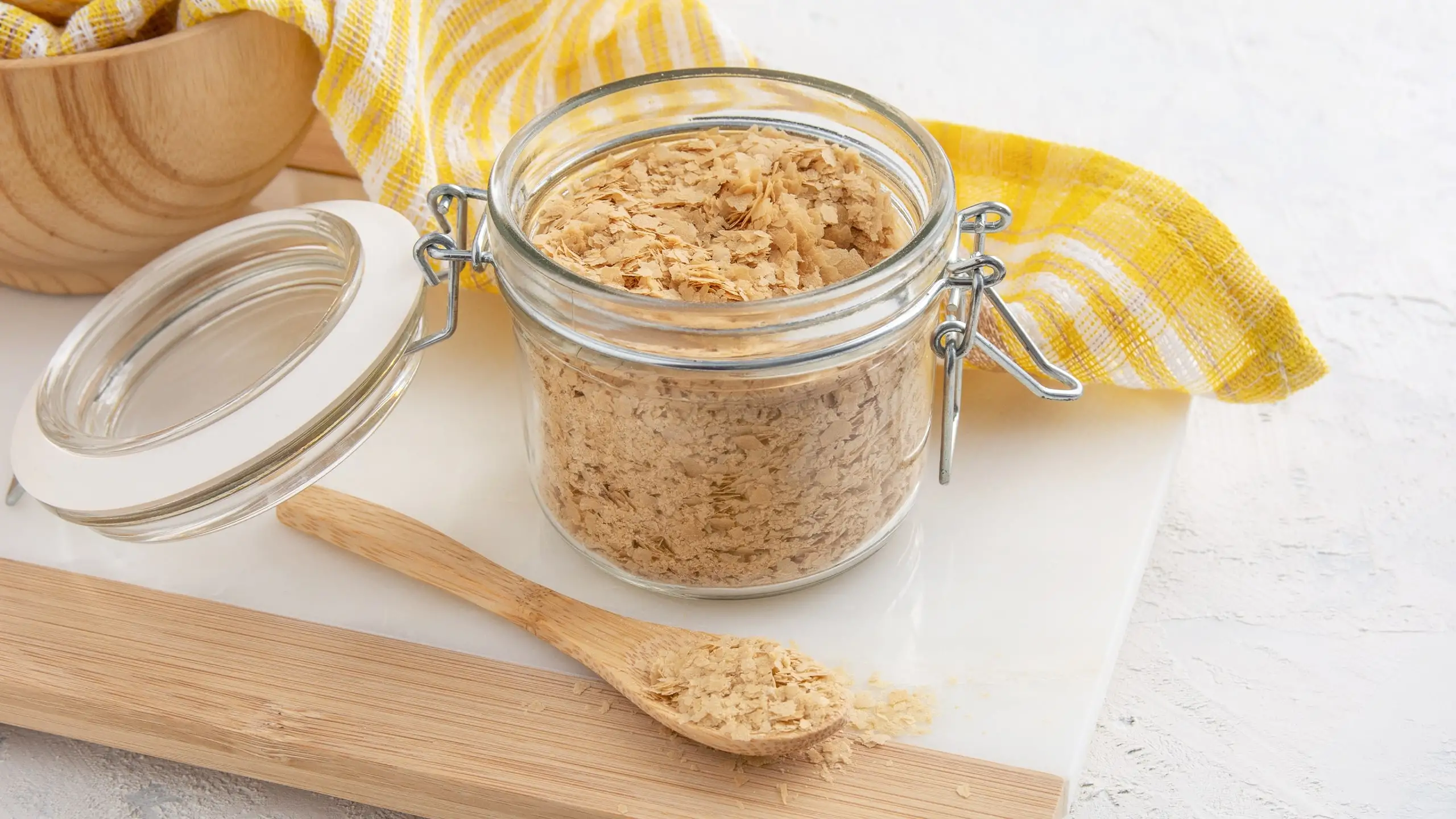 A jar of nutritional yeast