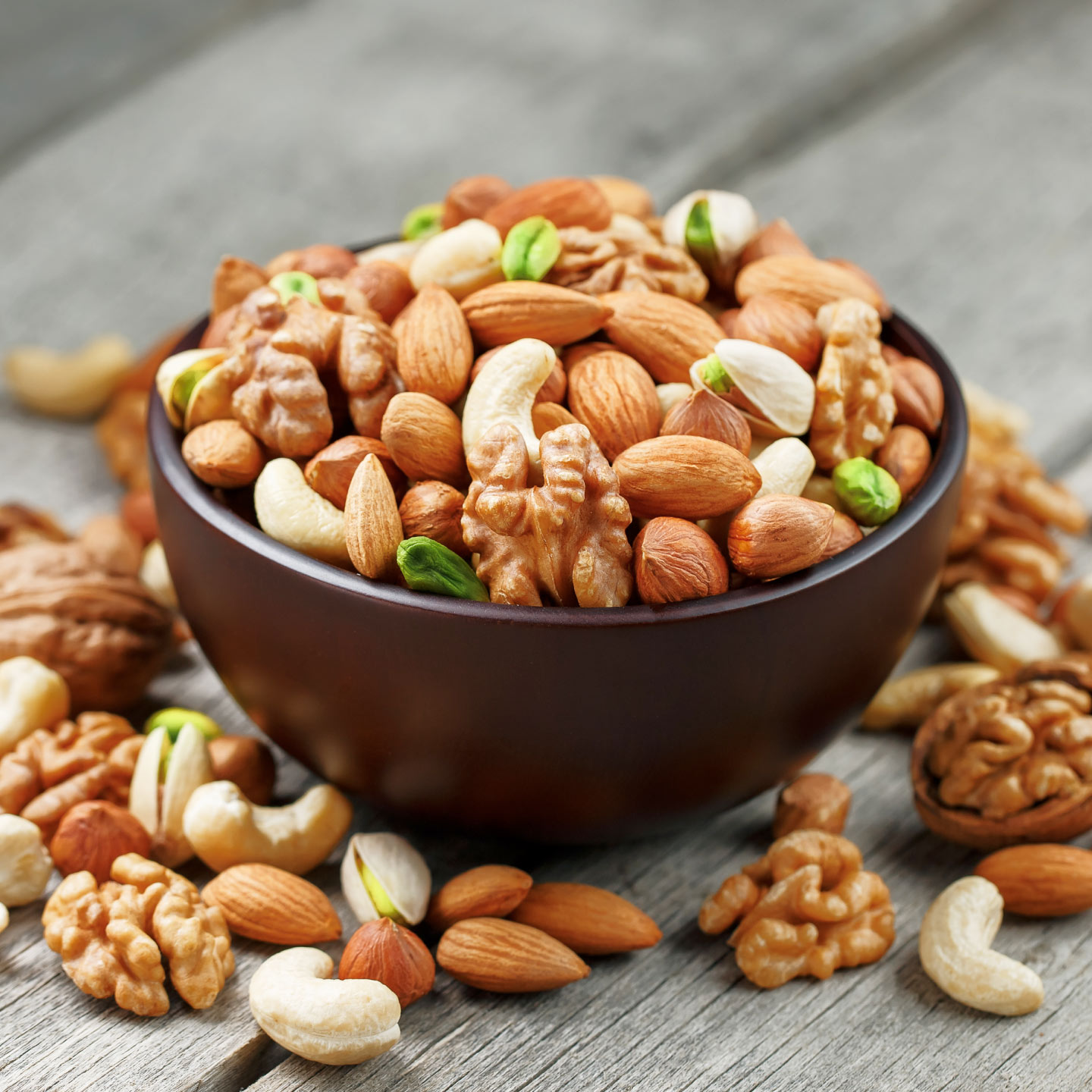 a bowl of mixed nuts