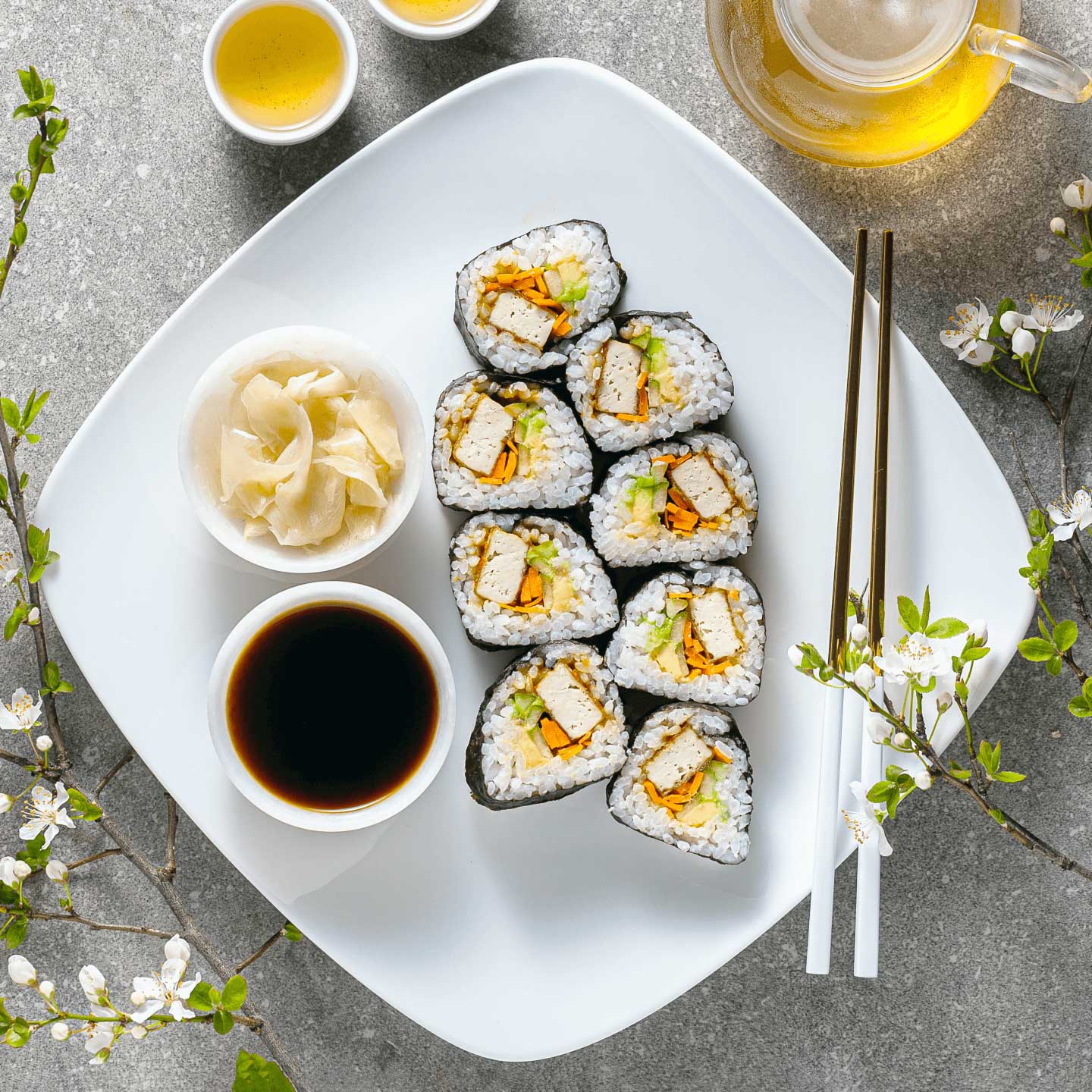 vegan sushi roll with tofu