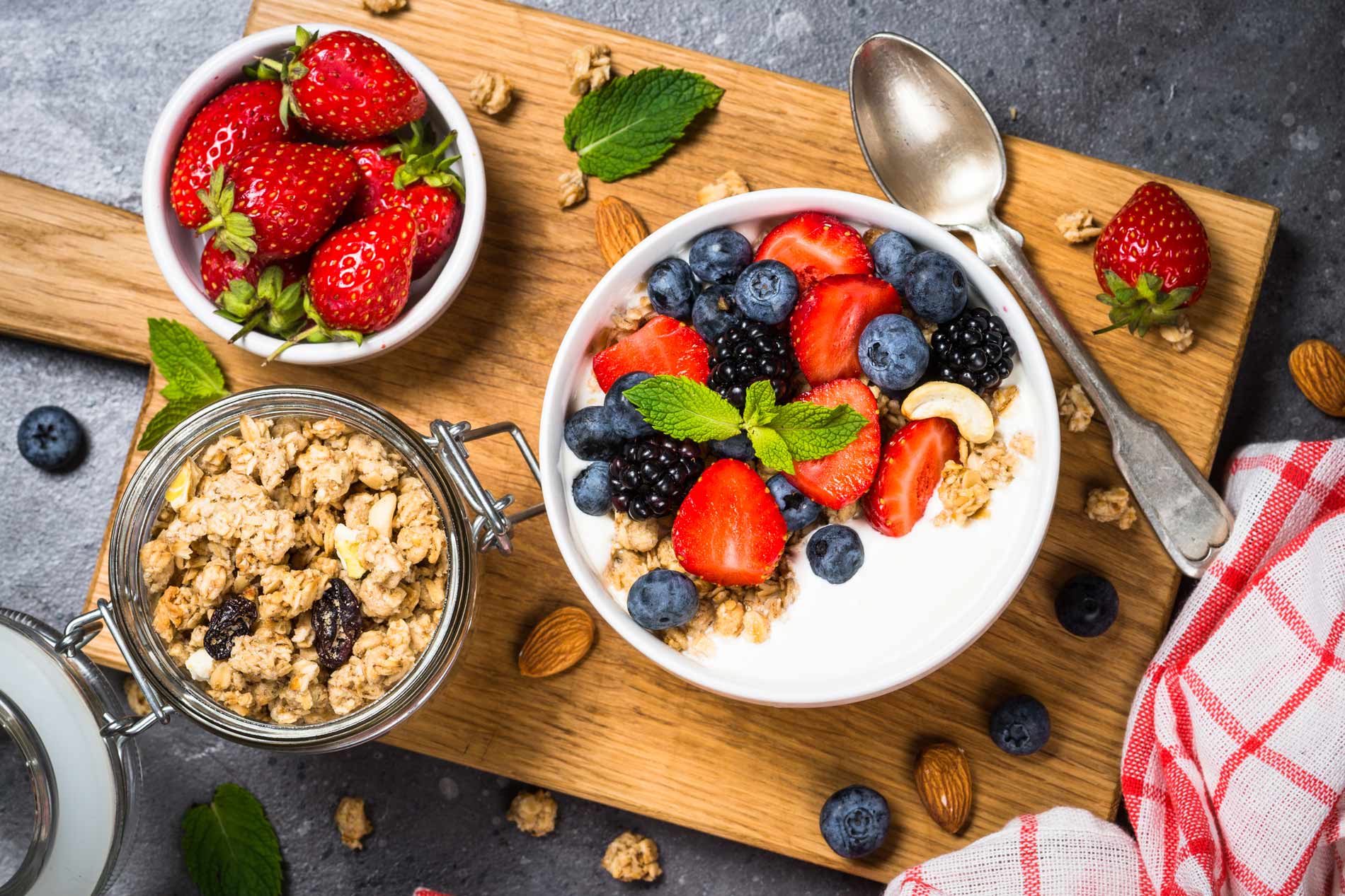 vegan yogurt with fruits and granola