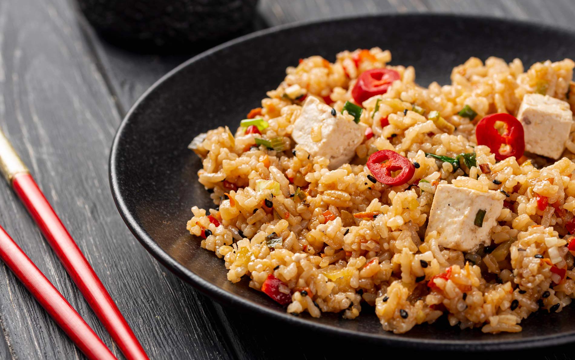 fried rice with tofu and vegetables