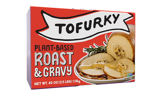 package of vegan turkey roast product by Tofurky